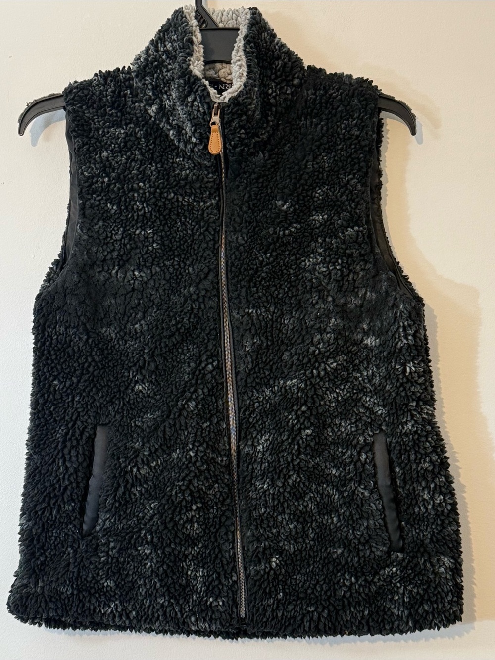 Simply Southern Black Gray Sherpa Fleece Full Zip Vest Women’s Size Large